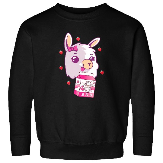 Llama Pet Strawberry Milk Shake Cute Llama s Pink Kawaii Alpaca Sweatshirts