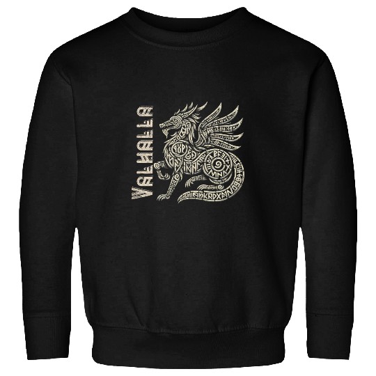 Coyote Mammal Valhalla Viking Rune Mythical Creature Dragon wolfs Viking 1 Sweatshirts