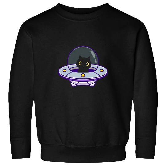 Aliens UFO Space Cat Ufo Believer Sweatshirts