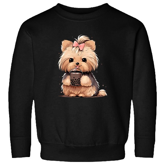 Yorkshire Terrier Boba Tea Bubble Tea Anime Kawaii Dog Sweatshirts
