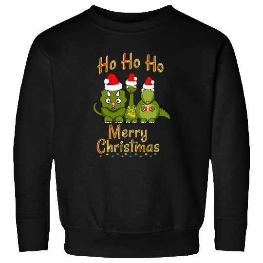 Dinosaur Pet Ho Ho Ho Triceratops T rexs and Brontosaurus Sweatshirts
