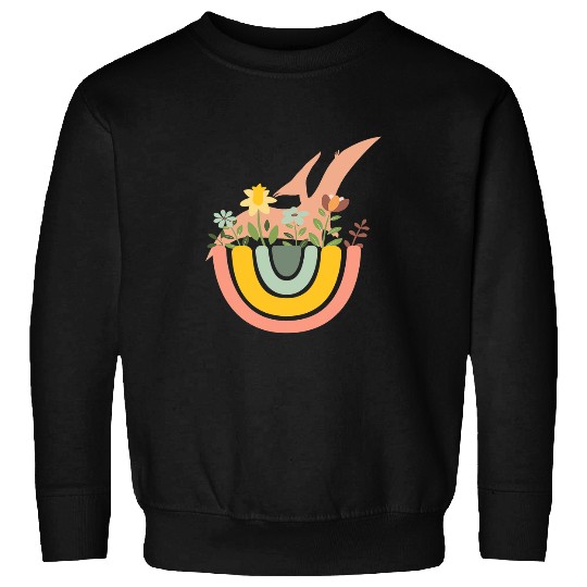 Dinosaur Pet Pterodactyl Dino Rainbow Boho Bohemian Flowers Sweatshirts