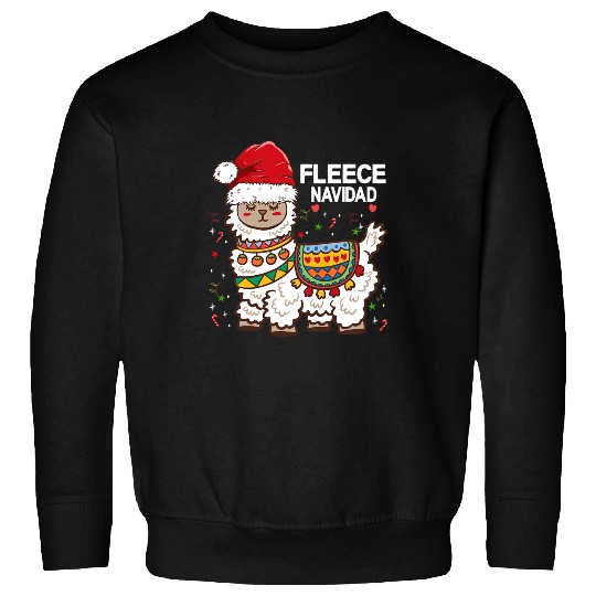 Llama Pet Fleece Feliz Navidad Llama Funny Hispanic Kids Christmas Sweatshirts