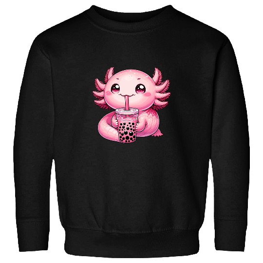 Axolotls Pet Boba Tea Kawaii Axolotls Bubble Milk Tea Anime Manga 1 Sweatshirts