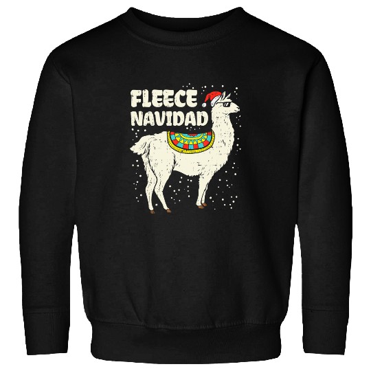 Llama Pet Fleece Feliz Navidad Merry Christmas Llama Alpaca Santa Hat Sweatshirts