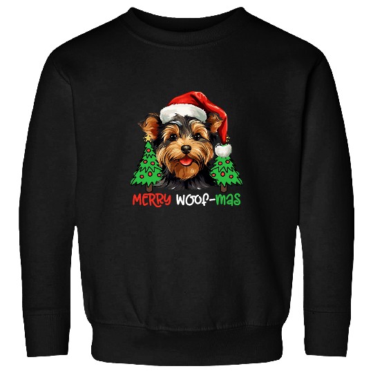 Yorkshire Terrier Yorkie Merry Woofmas Christmas Xmas Sweatshirts