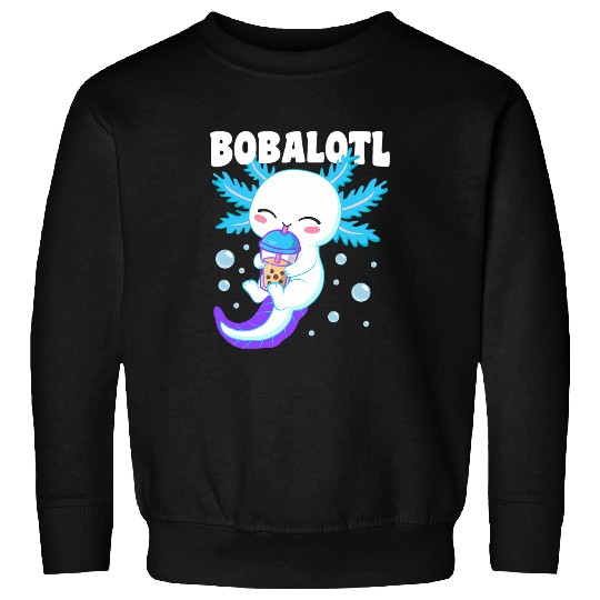 Axolotls Pet Bobalotl Salamander Axolotls Drinking Boba Tea Bubble Milk Sweatshirts