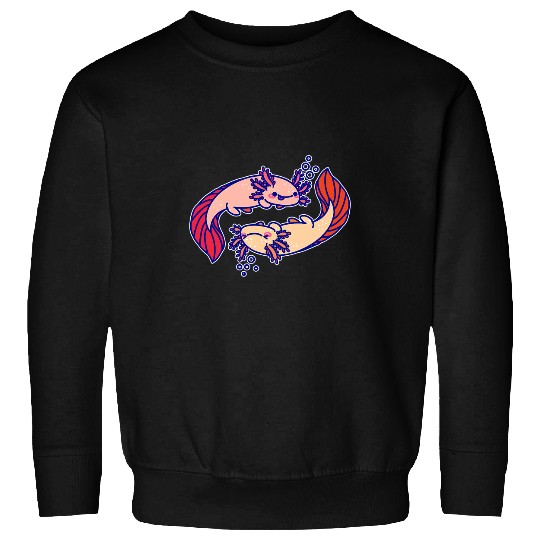 Axolotls Pet Cute Axolotls Animal Balance Ying Yang Kawaii Exotic Pet Art Sweatshirts