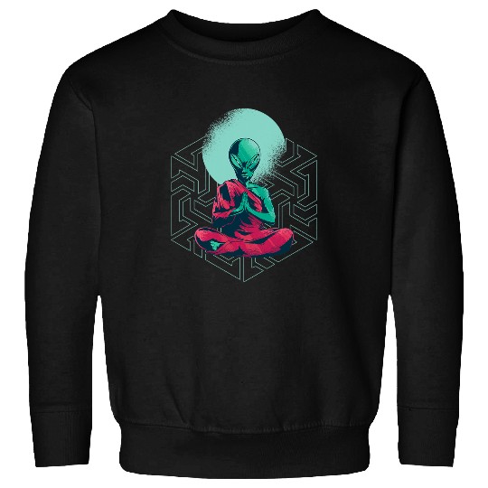 Aliens UFO External ET Meditation Alien Buddhism Yoga Zen Tibet Sweatshirts