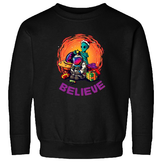 Aliens UFO Alien Christmas  2BELIEVE Sweatshirts