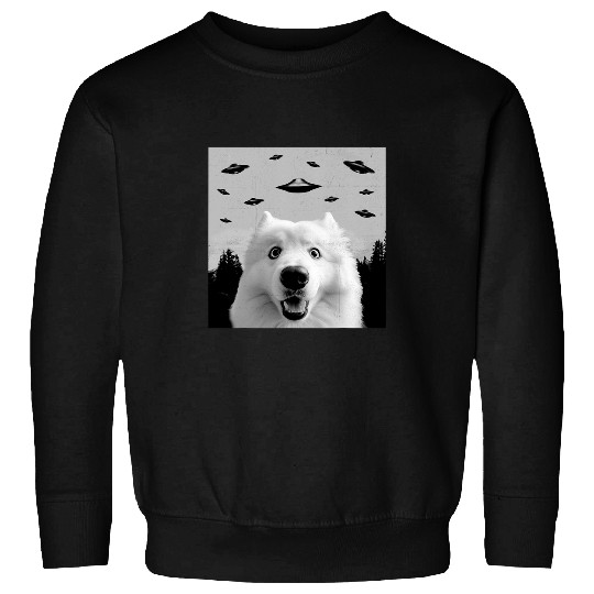 Alien UFO Funny Samoyed Dog Lover Men Women Kids 1 Sweatshirts