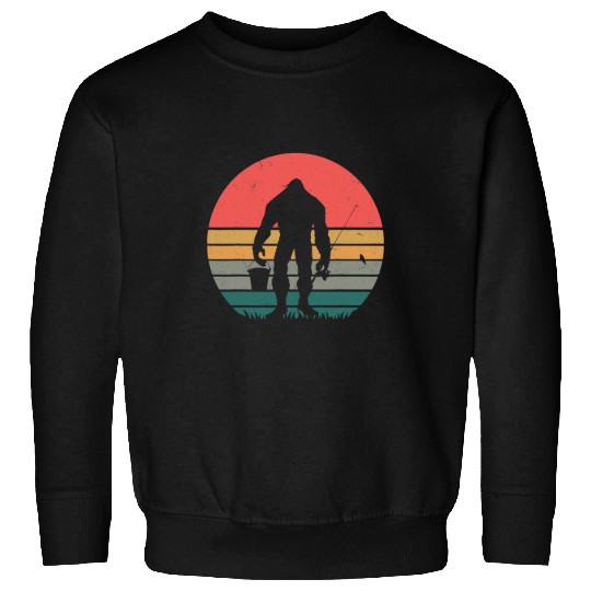 Bigfoot Pet Funny Retro Sasquatch Fishermen Sweatshirts