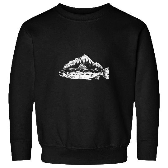 Fishing Fun Fly Fishing Art Trout Rainbow Illustration 6 Sweatshirts