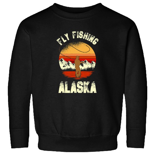 Fishing Fun Fly Fishing Alaska Cool Wilderness Fishing Sweatshirts