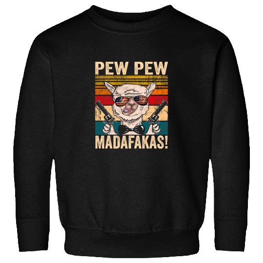 Llama Pet Pew Pew Madafakas Alpaca Pistols Sunglasses american flag Sweatshirts