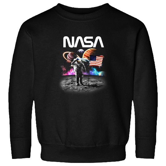 NASA Lunar Astronaut vintages Flag Neon Rainbow Galaxy Sweatshirts
