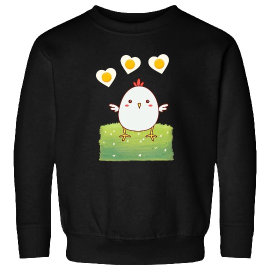 Chicken Pet Lover Design with Fried Egg Hearts 0 Sweatshirts
