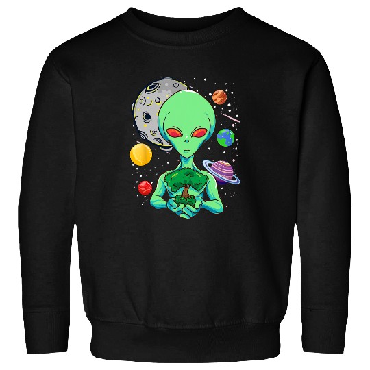 Aliens UFO Space Day Celebration Cosmic Alien Tree Of Life Earth Day Sweatshirts