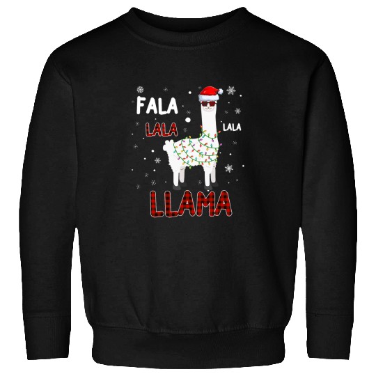 Llama Pet Funny Fa La La Llama Plaid  Alpaca Christmas Kids Girls Sweatshirts
