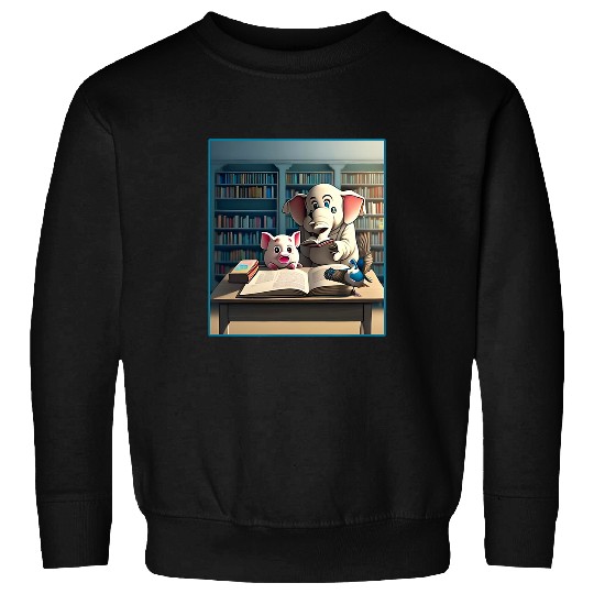 Elephant Mammal Book Funny Library Teacher Piggie Elephant Pigeon Read Book Club Sweatshirts