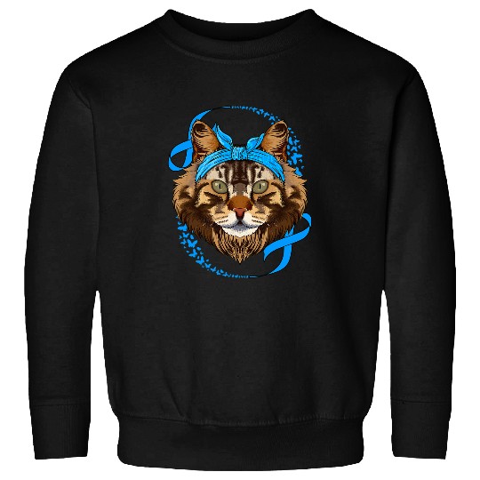 diabetess Ribbon Maine Coon diabetess Awareness Cat Blue Bandana T1D Survivor 333 Sweatshirts