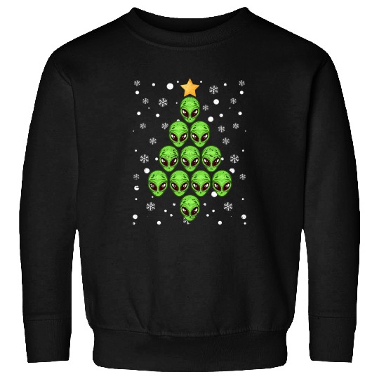 Aliens UFO Alien Christmas Tree xmass Pajamas PJs Space Funny Christian Sweatshirts