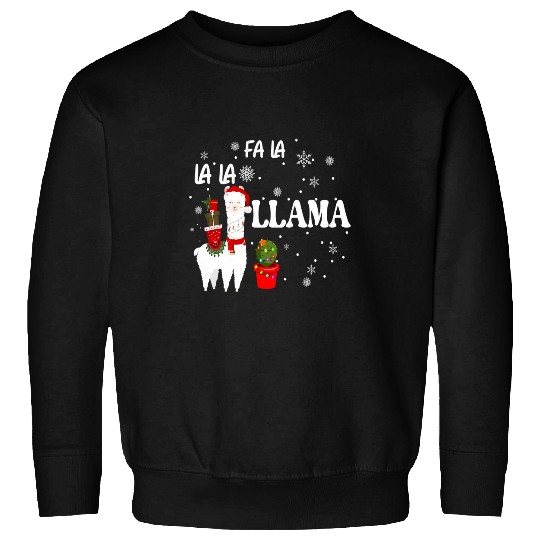 Llama Pet Funny Fa La La Llama Santa Christmas Party Matching Pajamas Sweatshirts