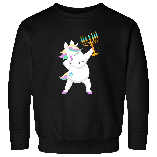 Unicorn Pet Hanukkah Jewnicorn Unicorn Menorah Star Of David Funny Kids Sweatshirts