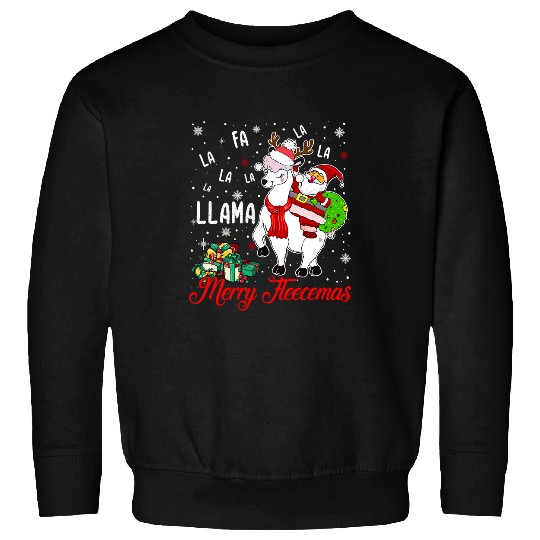 Llama Pet Christmas Llama Santa fa la la llama night 80 Sweatshirts