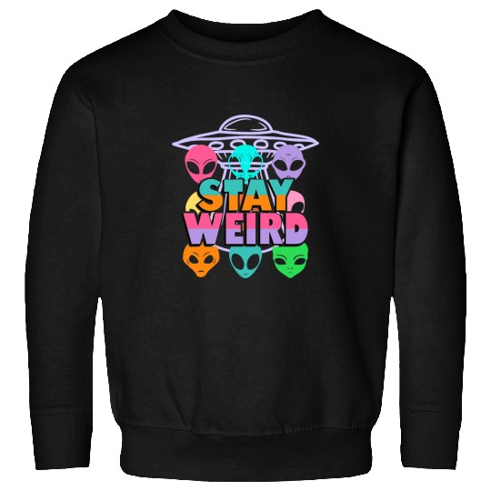 Aliens UFO Stay Weird Alien Retro Y2K 90s UFO Aesthetic Pastel Cute Sweatshirts