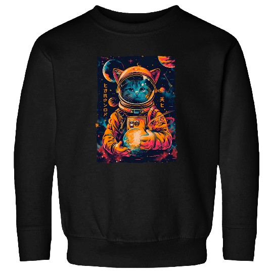 Space Cat Astronaut Tees Perfect for Cat Moms Dads Kids Sweatshirts