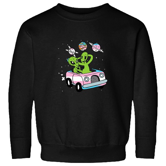 Aliens UFO Space Transgender Pride Funny UFO Planets LGBTQ Ally Sweatshirts