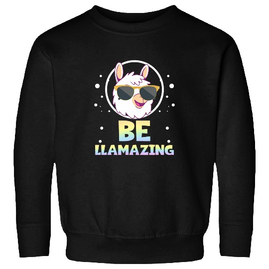 Llama Pet Pastel Rainbow Amazing Llama Pun Be Llamazing Llama Lover Sweatshirts