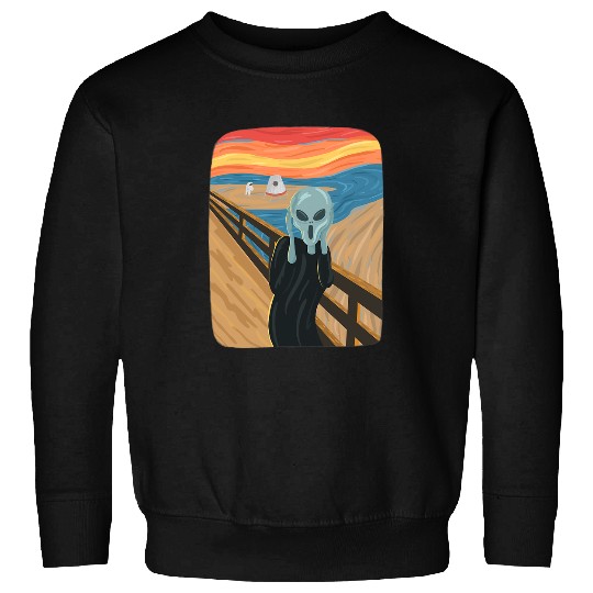 Aliens UFO Mars Landing The Scream Painting Sweatshirts