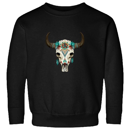 Cow Pet Aztec cow skull men women 01 Sweatshirts