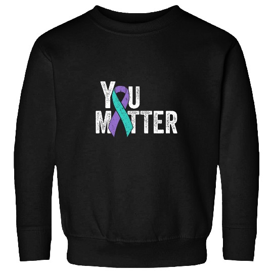 suicides Prevention 988 Ribbon You Matter suicides Prevention Teal Purple Awareness Ribbon 3 Sweatshirts