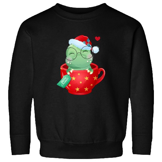 Dinosaur Pet Cute Christmas Dinosaur in tea cup Sweatshirts