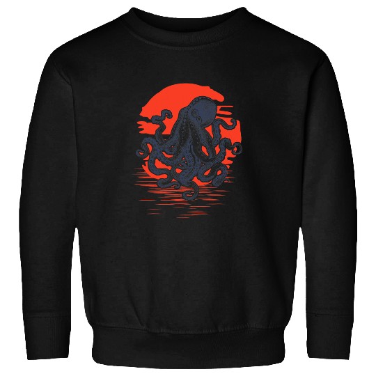 Octopus Pet Sunrise Octopus Throwback Retro Vintage Surfer Sweatshirts