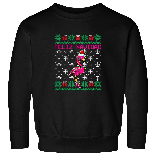 Flamingo Pet Ugly Christmas Sweater Feliz Navidad 1 Sweatshirts