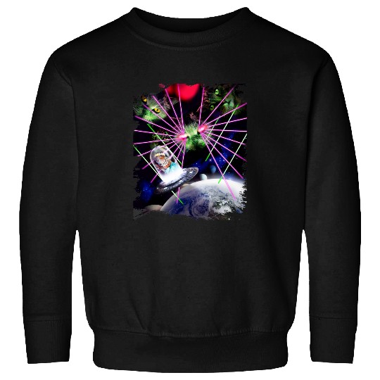 Aliens UFO Aloha Space Cat UFO Laser Eye Alien Cats Invading Funny Sweatshirts