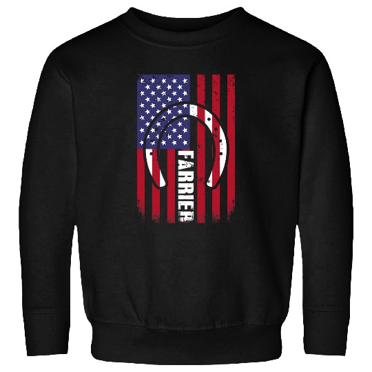 Horse Pet Distressed Farrier Horseshoe American Flag 4th Of July Sweatshirts