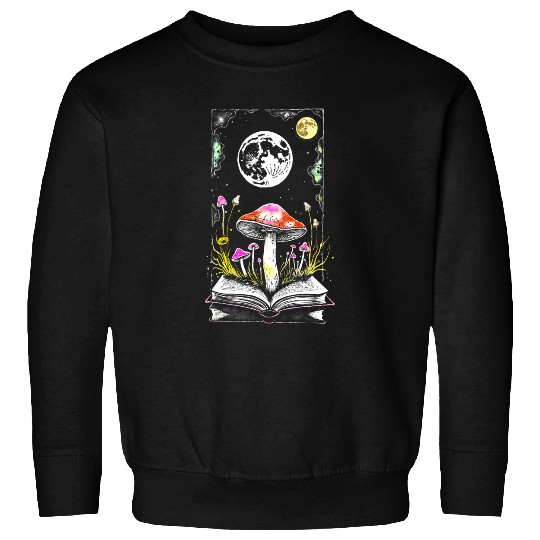 Book Fun Cottagecore Mushrooms Moon Sweatshirts