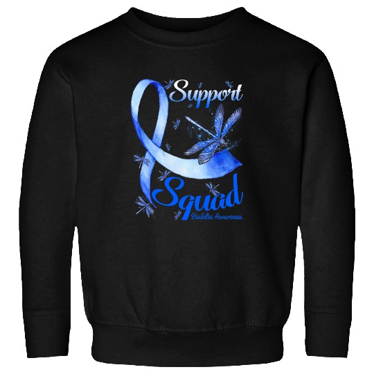 diabetess Ribbon T1D Warrior Support Squad diabetess Awareness Dragonfly Sweatshirts