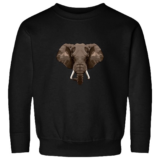 Elephant Mammal Face Big And Tall Elephant Wildlife Animal Head Sweatshirts