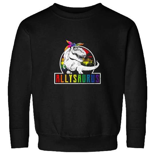 Dinosaur Pet LGBT Retro Allysaurus Rainbow Dinosaur T rexs LGBT Gay Les Pride Sweatshirts