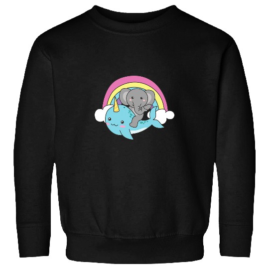 Elephant Mammal Narwhal Lover Cute Whale With Elephant Ocean Unicorn Kawaii Sweatshirts