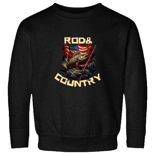 Fishing Fun Rod And Country Fish USA Patriotic Ocean Fishing Graphic Sweatshirts