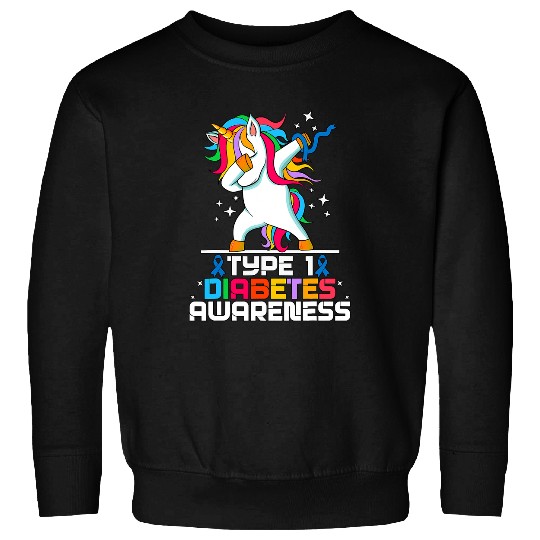 diabetess Ribbon sPony Type diabetess Awareness Kids TD Unicorn Rainbow Diabetic 9 Sweatshirts