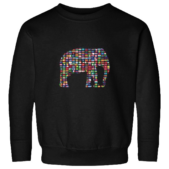 Elephant Mammal Flags of the Countries of the World International Sweatshirts