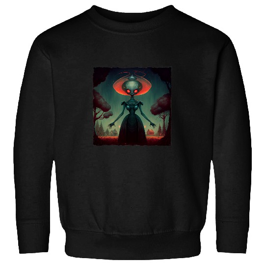 Aliens UFO Flatwoods Monster Braxie 1952 Creepy Alien Cryptid Legend 5 5 Sweatshirts
